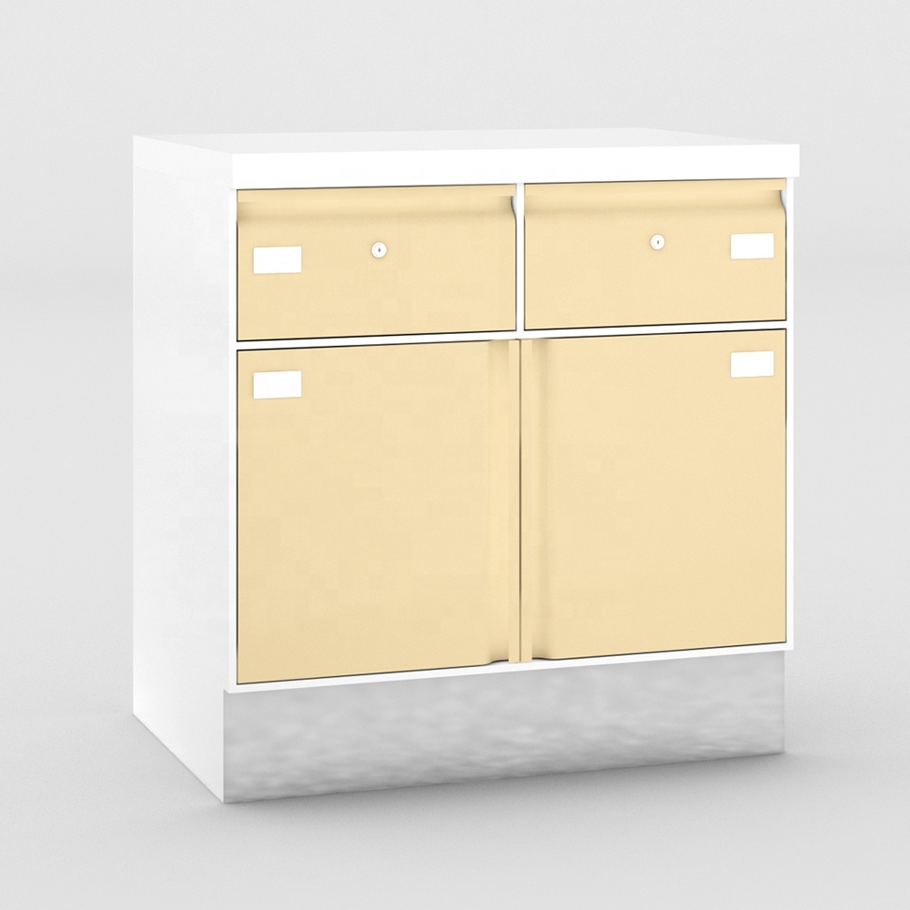 High Quality Modern Design Hospital Cabinet with 304 Stainless Steel Double Access Drawers and Baseboard Double Doors