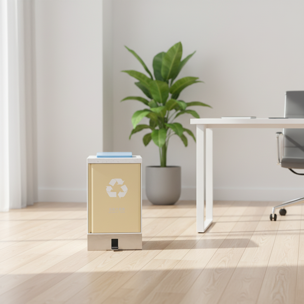 Modern Stainless Steel Hands-Free Trash Can for Home and Commercial Use for School Bedroom Gym and Hospital Cabinets