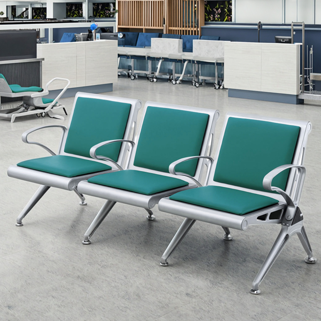 High Quality Customized 1 3 5-Seat PU Hospital Waiting Chairs Modern Design School Clinic Dental Office Eco-Friendly Durable