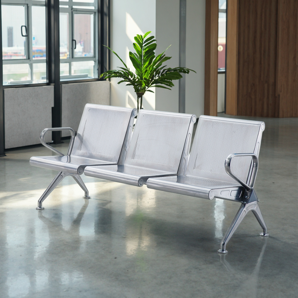 High Quality Customized Modern Stainless Steel  3 Seat Hospital Waiting Chairs for Gym Dental Office Areas 5-Year Warranty