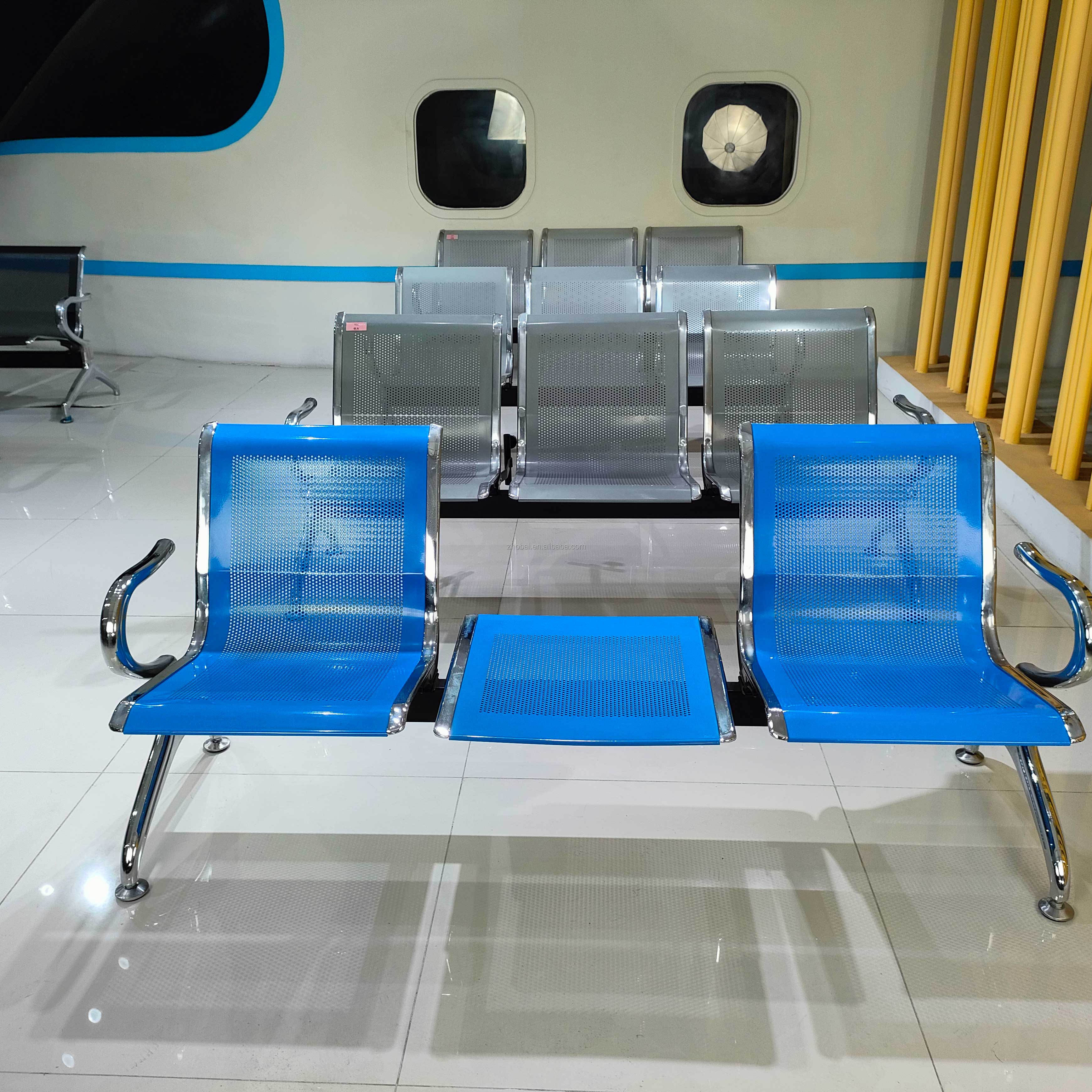 Modern Infusion Chair Arms-1/3/5 Seat Options-Durable Stainless Steel for Hospital Airport Lobby School Gym Use-5-Year Warranty