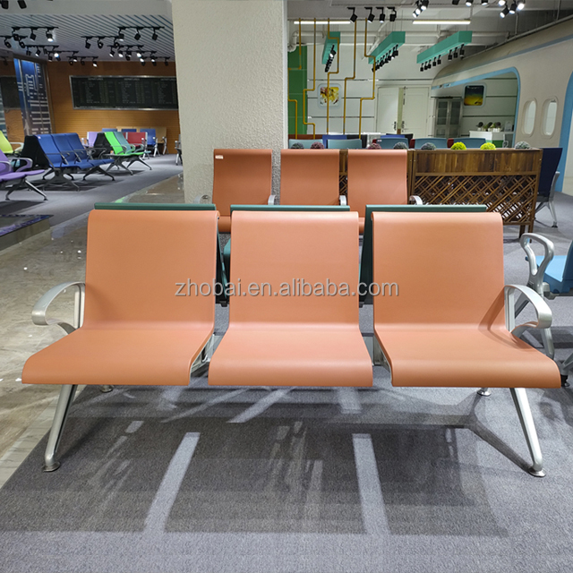 Modern PU Leather 3 Seats Armrest Waiting Room Chairs for Clinics Airports Hospitals Barber Salons Reception Guests Gyms