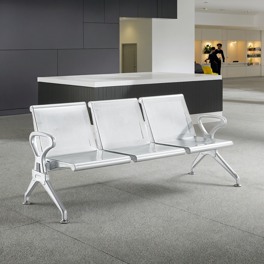 Customized High Quality Modern Design 3-Seater Stainless Steel School Clinic Dental Office Waiting Chair for Gym Hospital Public