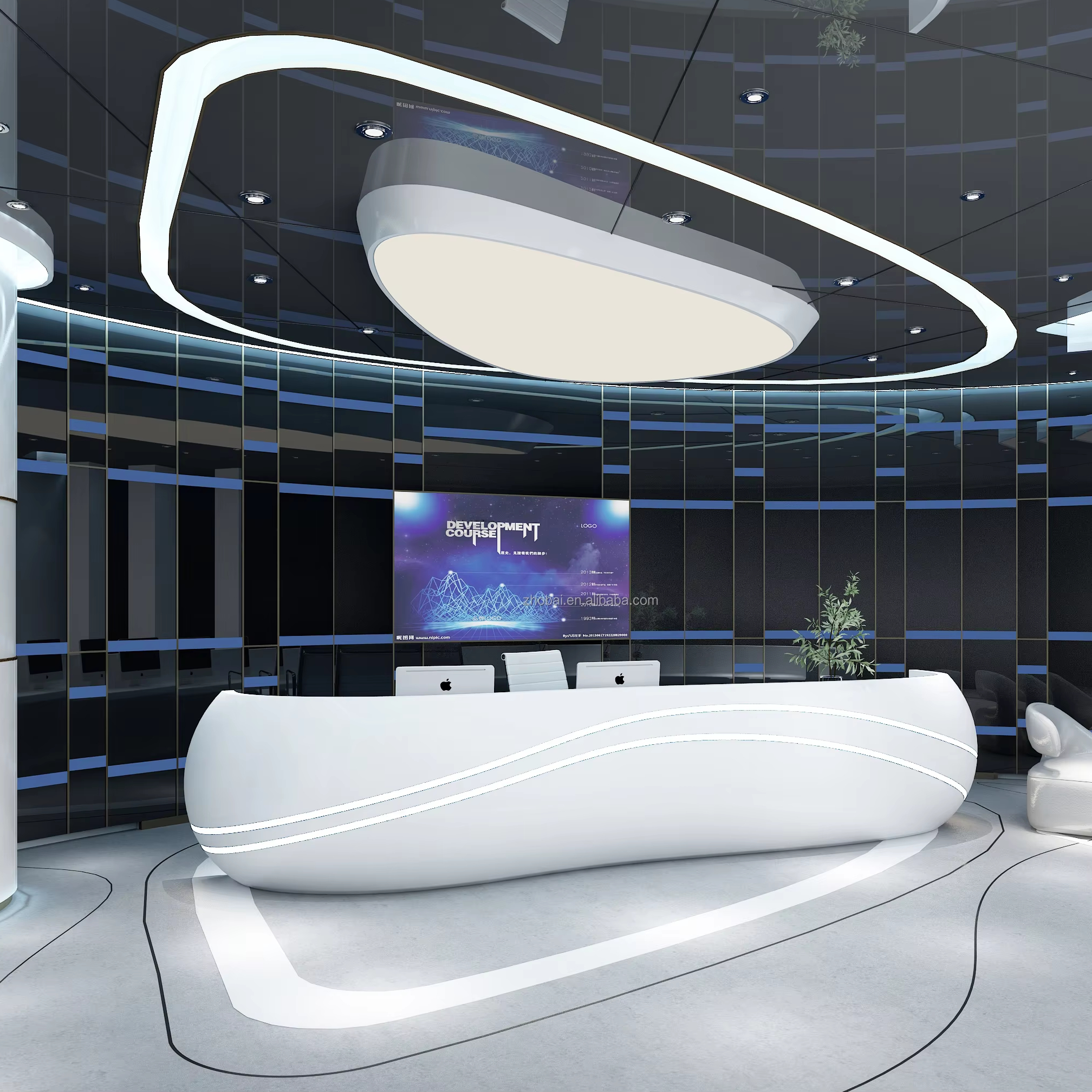 High Quality Luxury Marble Top Reception Desk Custom Modern Restaurant Counter for Coffee Beauty Salon LED Light Hotels Malls
