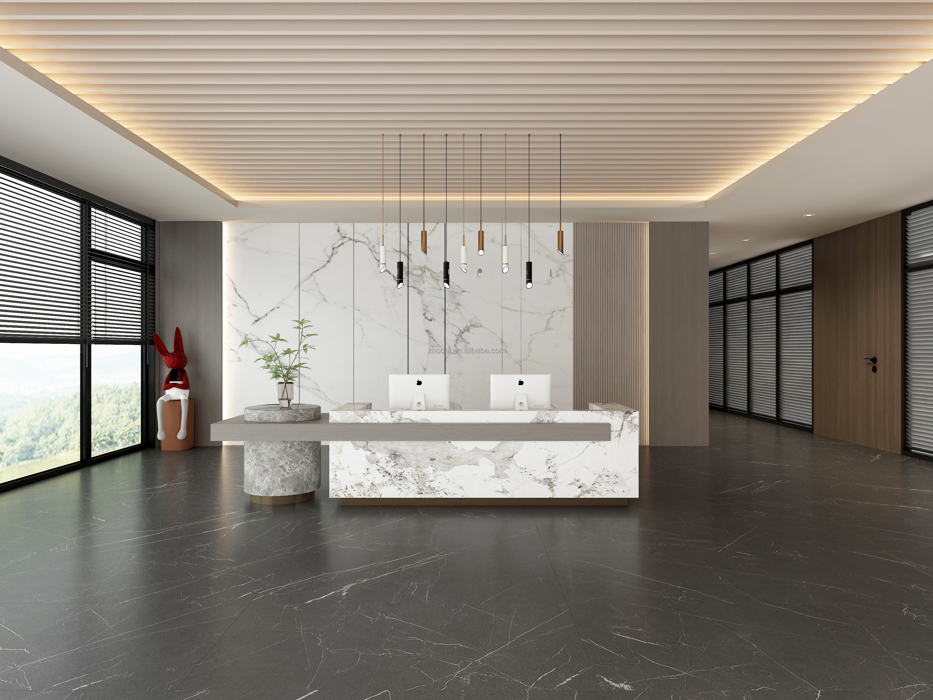 Custom High Quality LED Reception Desk Luxury Coffee Bar Counter with Cashier Front Desk Design for Salon Use