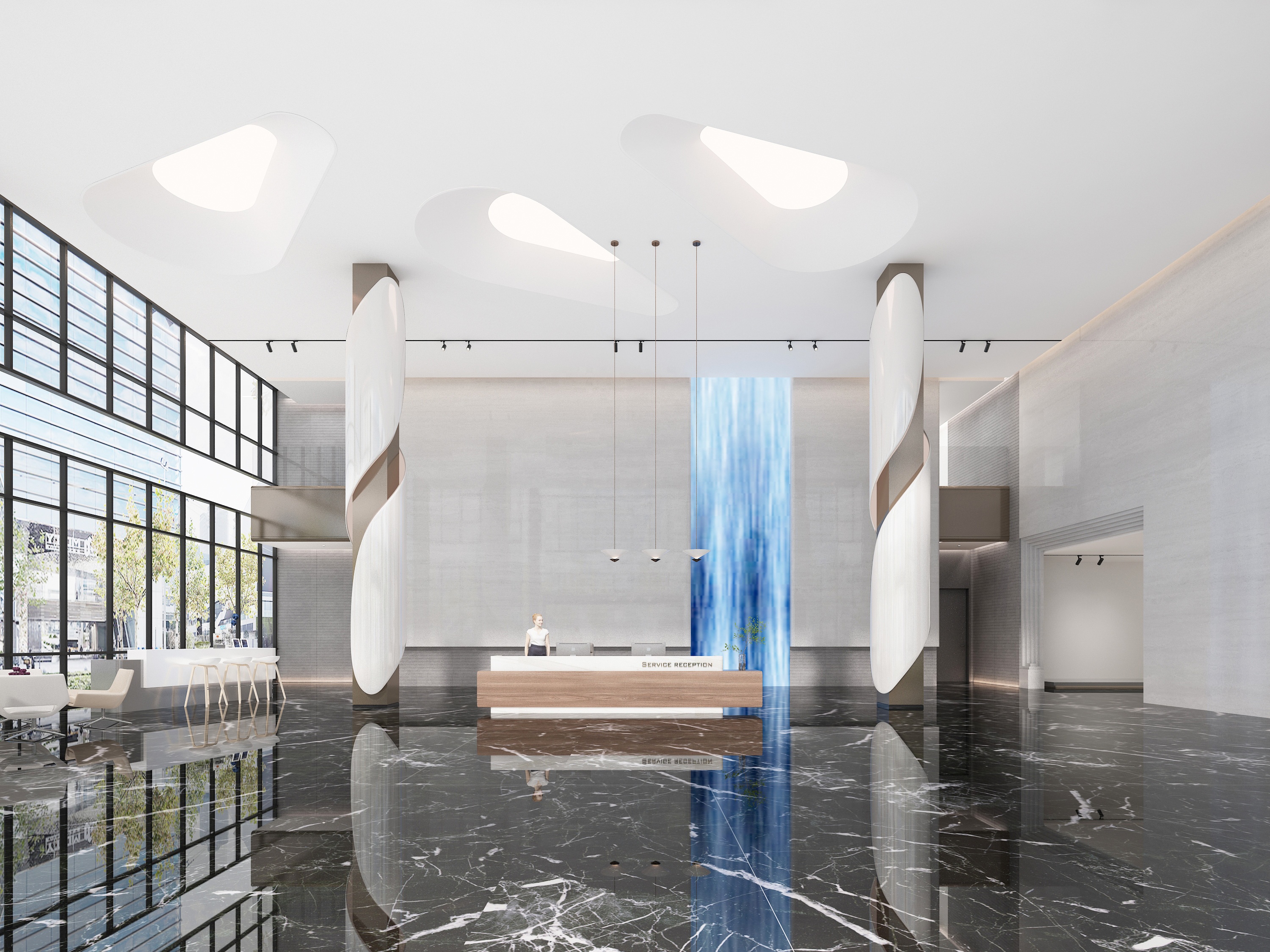 Custom Modern Reception Desk with Luxury Marble Top High Quality LED Light for Gym Restaurant Coffee Beauty Salon Hotels Malls