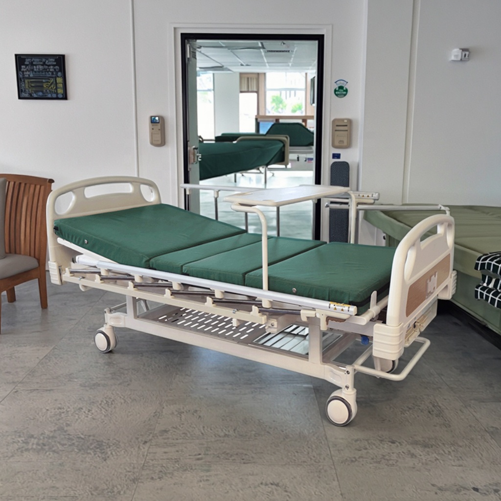 Adjustable Modern Hospital Bed Hand Crank Steel Rails Infusion Foldable Design for Hotels Gyms-Multi-Function Patient Care