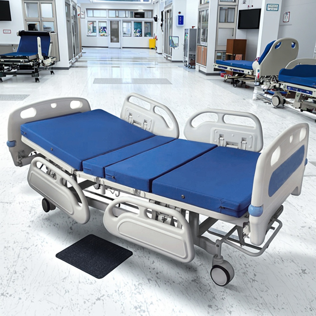 Sample Available - Adjustable Manual Hospital Patient Bed with PP Guardrails Multi-Function Foldable Care Bed
