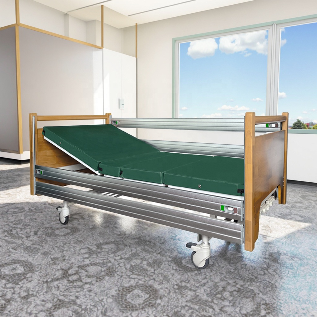 Manual Adjustable Foldable Modern Hospital Bed with Aluminum Rails for Hotel and Medical Use