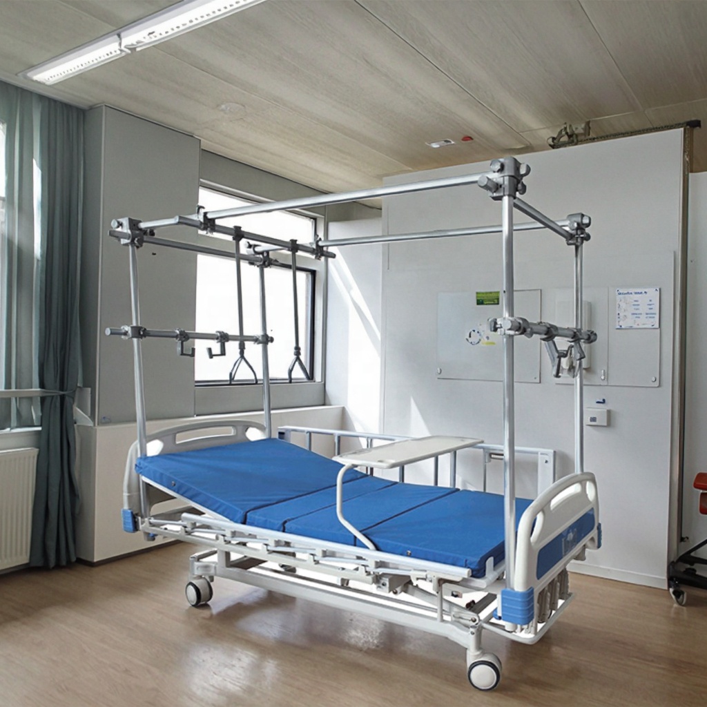 Hospital Furniture Orthopaedic Traction Bed Removable Frame Metal Adjustable Infusion Modern for Fracture Treatment School Use