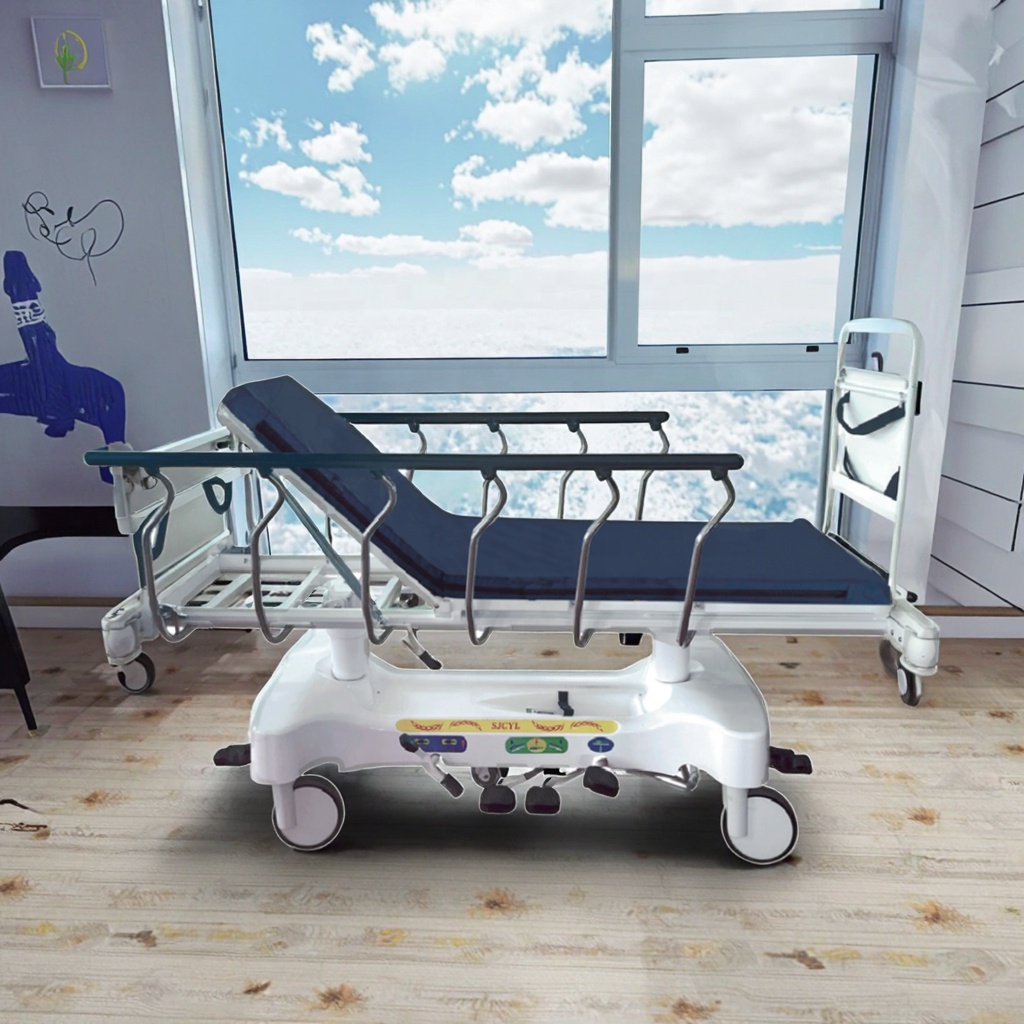 Clinical Transfers Multi-Axis Hospital Bed -15~+15 Tilt Segmented Adjustment Metal Construction Modern for Hotel School Use