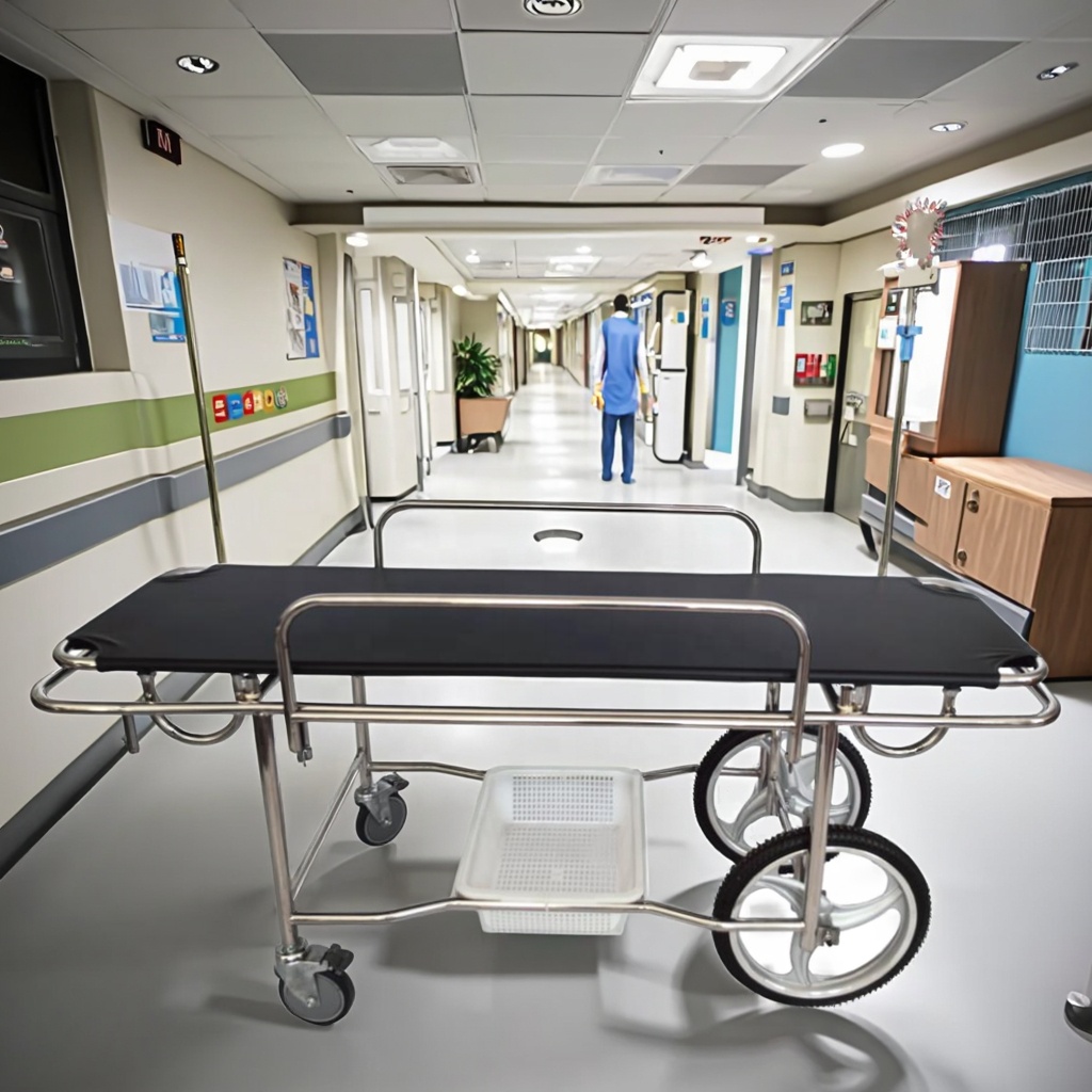 Patient Transport Stretcher Adjustable Spring Net Surface Large Wheels Cold-rolled Steel Aluminum Foldable Durable School