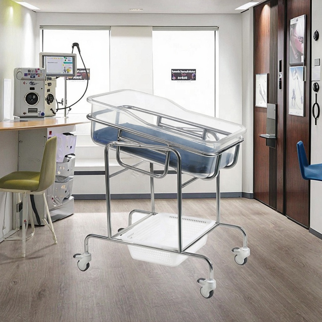 Premium Infant Medical Hospital Bed with Stainless Steel Frame Infusion Ready Foldable Modern Design for NICUs