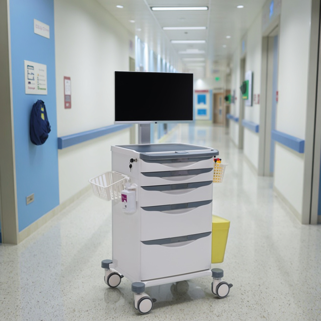 Clinic-Customized ABS Modern Nursing Cart Medical Waste Sorting Ergonomic Monitor Positioning for Hospital Dining School Use