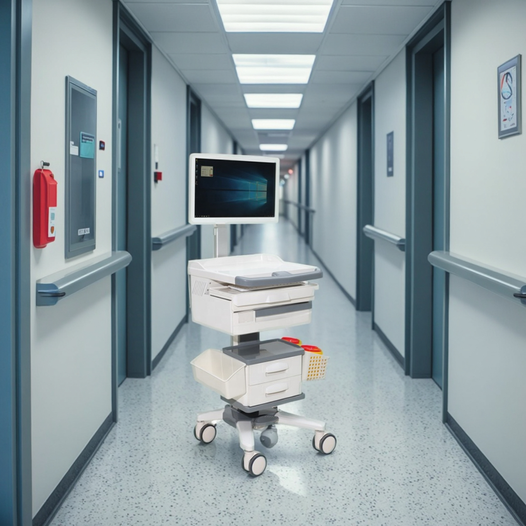 Rotating ABS Monitor Medical Computer Cart Height Adjustment for Clinical Documentation-Hospital EHR Living Room Dining