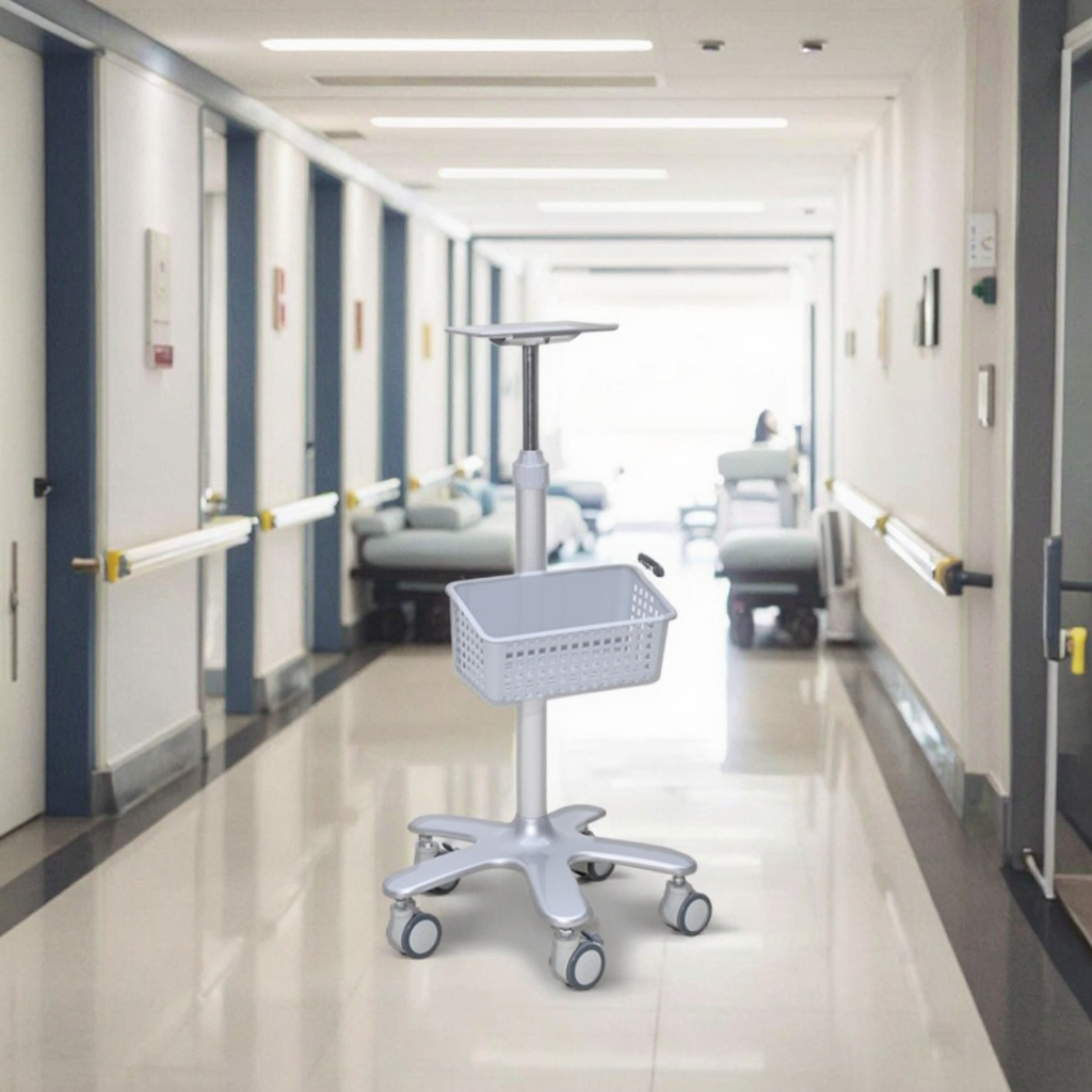 Modern Medical Trolley Cart Vital Signs Monitoring 360 Rotating Accessory Tray for Hospital Hotel Mall Dining Living Room Use