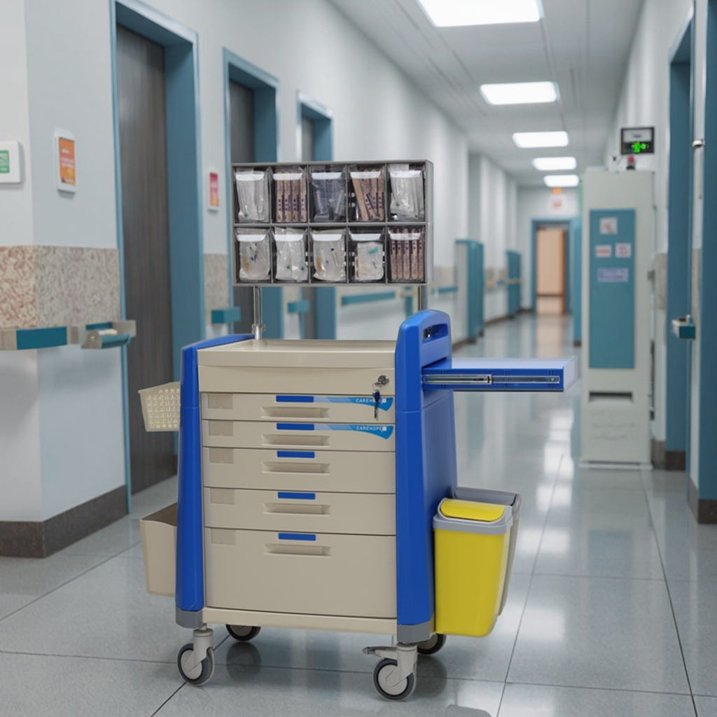 Modern ABS Mobile IV Therapy Station with Expandable Work Surface Convenient for Hospital Mall Hotel Supermarket Use