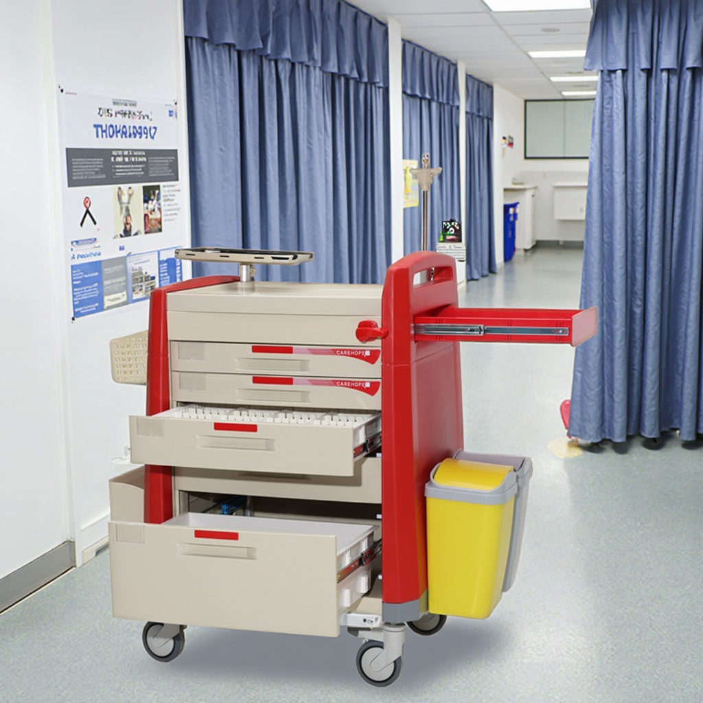 Advanced Modern ABS EMS Cart with CPR Backboard & Oxygen Mount CE Certified for Hospital Mall Hotel & Dining Emergency Response