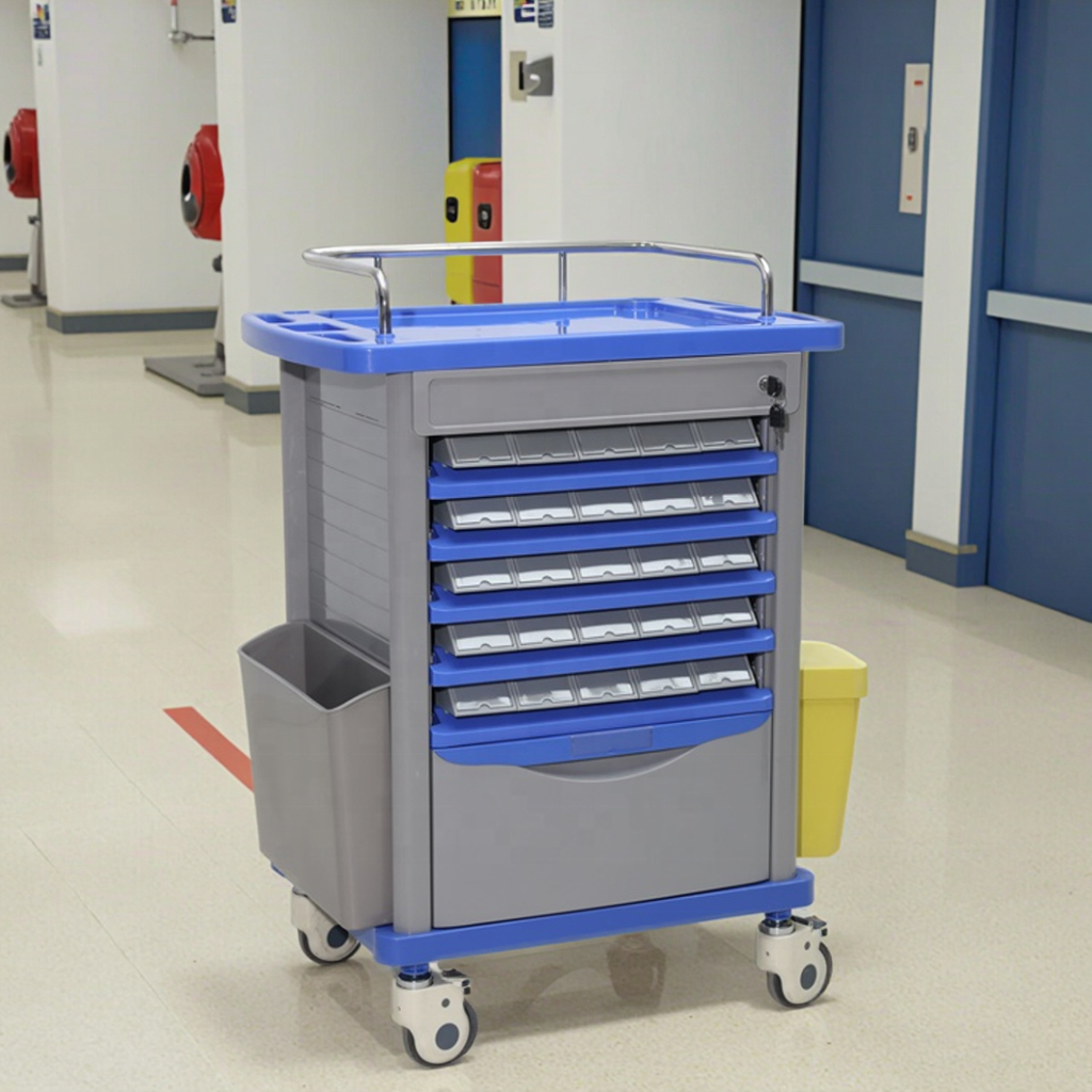 Patient-Specific Medication Organizer 100-Time Slot Compartments ABS Individual Lock Security Gradients Modern Hospital Hotel