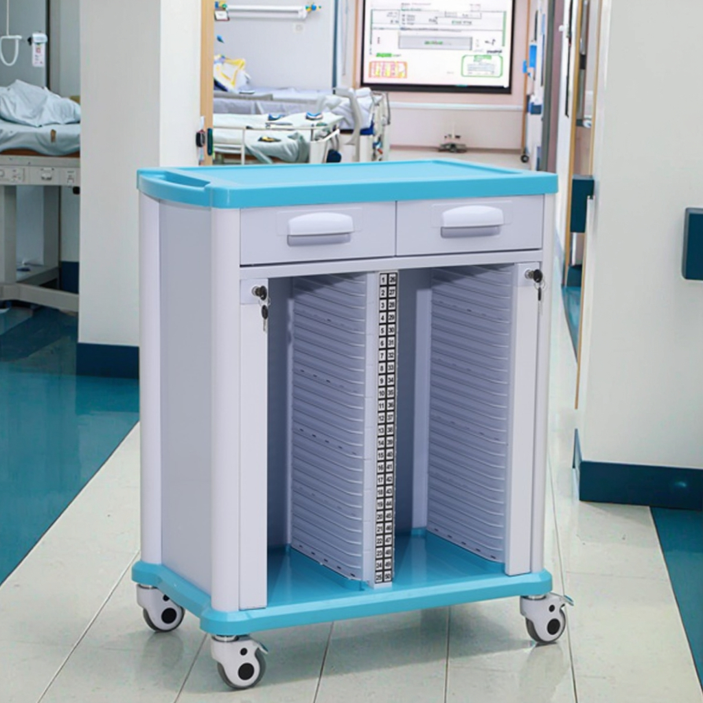 High-Capacity ABS Modern Hospital Document Management Cart Dual-Sided 50-Slot Organization CE Certified for School Living Room