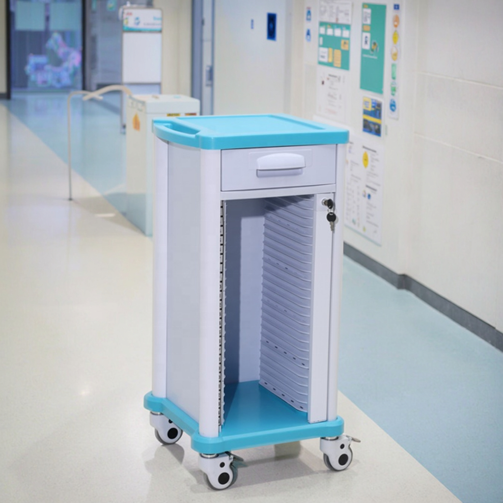 25-Record Chart Management Cart Secure Locking Smooth Glide Systems Modern ABS Design CE ISO Certified 2-Year Warranty for Hotel