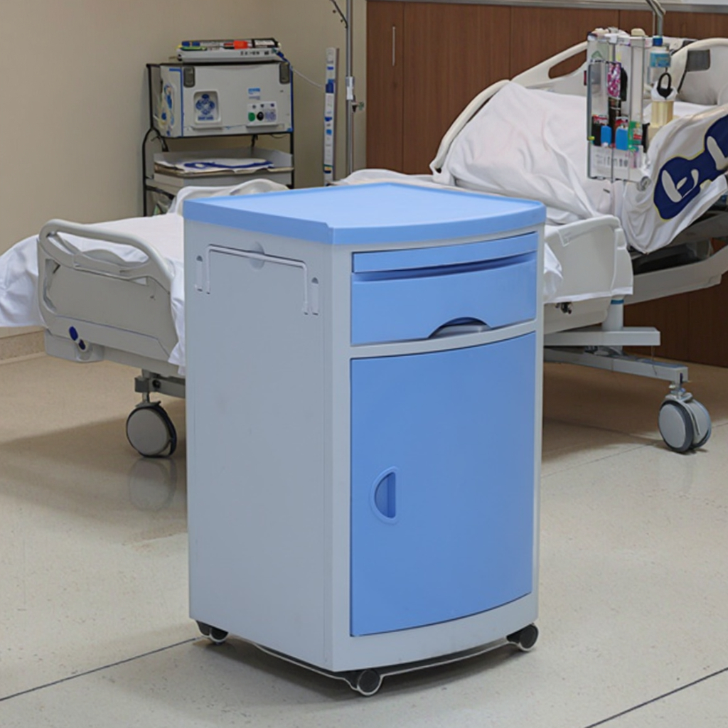 Modern ABS 4-Wheel Adjustable Hospital Bedside Station Braking System Height Adjustable CE ISO Certified Multi-Function Hotel