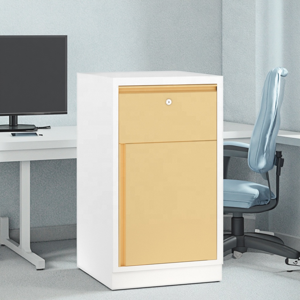 Modern Space Saving Hospital Single Drawer Cabinet Medical Supplies Organization Push-to-Open Mechanism Stainless Steel Rollers