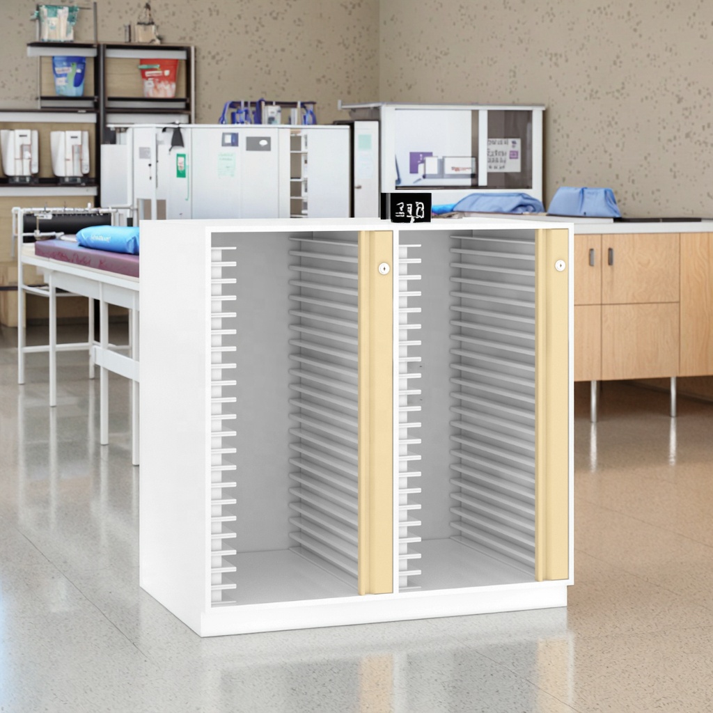 Medical Chart Filing Tower Cabinet for School Records Management Telescopic Pull-Out Trays Indexing Modern Stainless Steel