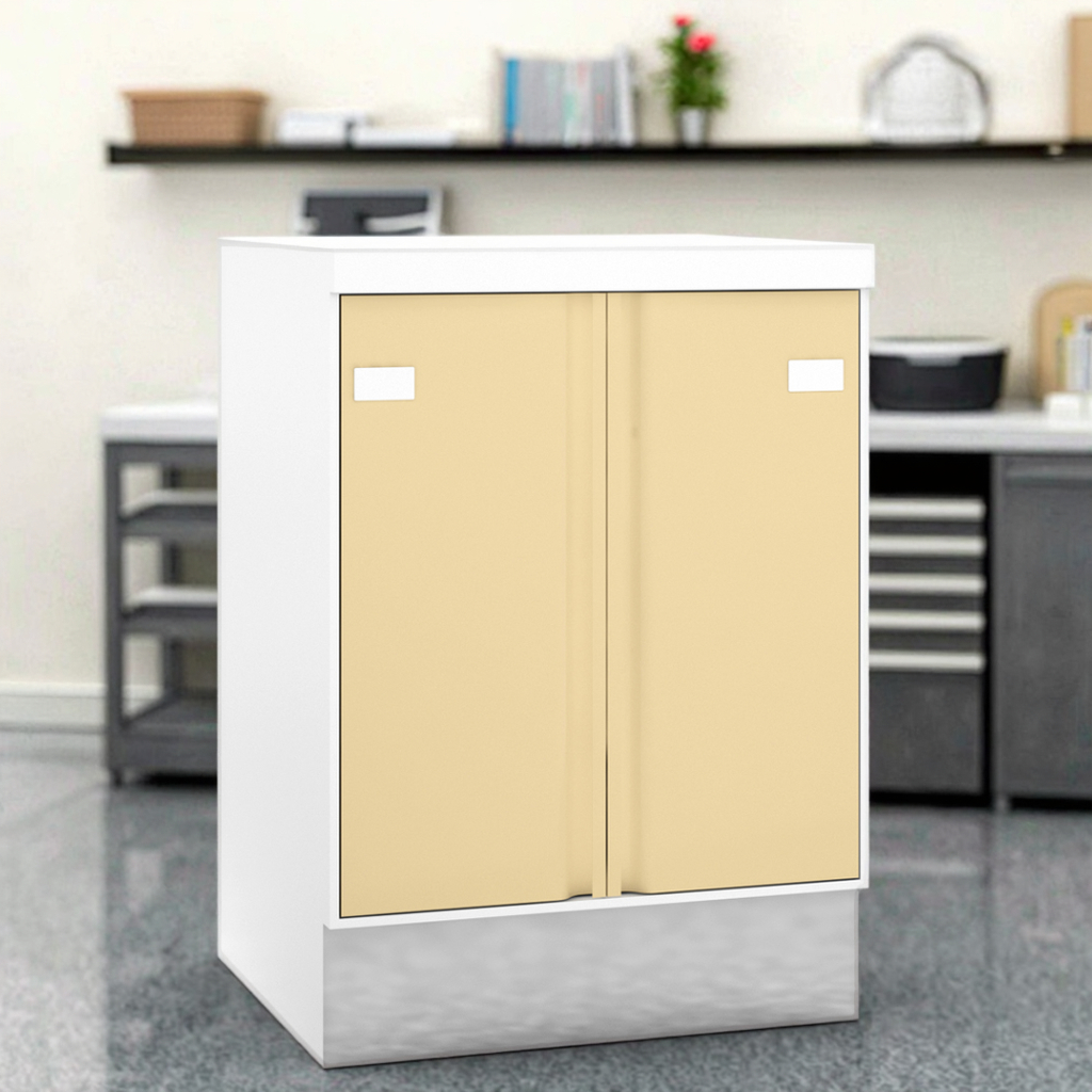 Modern Stainless Steel Dual-Access Clinic Base Storage Unit 790mm Featuring Full-Height Hinges Internal Power Outlets Hospital