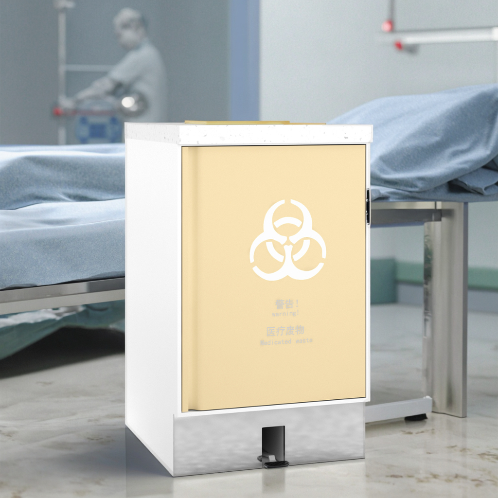 Eco Stainless Steel Foot-Pedal Waste Segregation Cabinet 820mm for Hospital Use with Twin Bucket System Antibacterial Coating