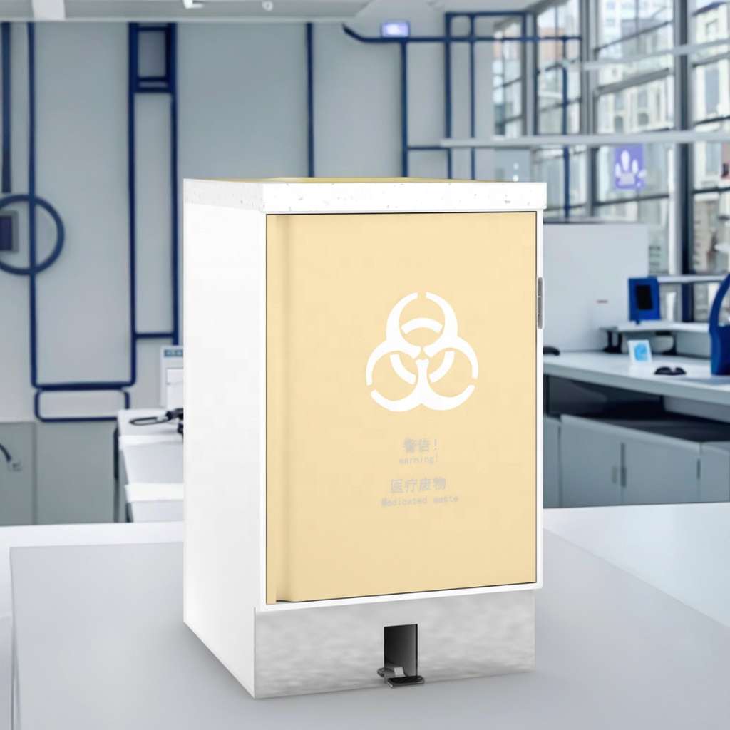 Clinical Stainless Steel Recyclable Bin Cabinet 780mm Foot-Pedal Operation for Hospitals Schools Easy Clean Surfaces Castor
