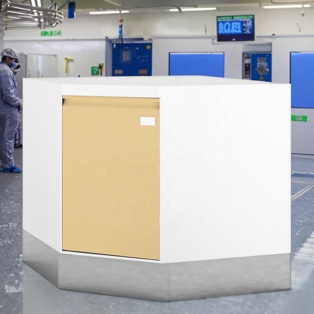Modern Stainless Steel Non-Rectangular Five-Sided Base Cabinet for Hospital Clinical Labs Advanced Geometry Optimization