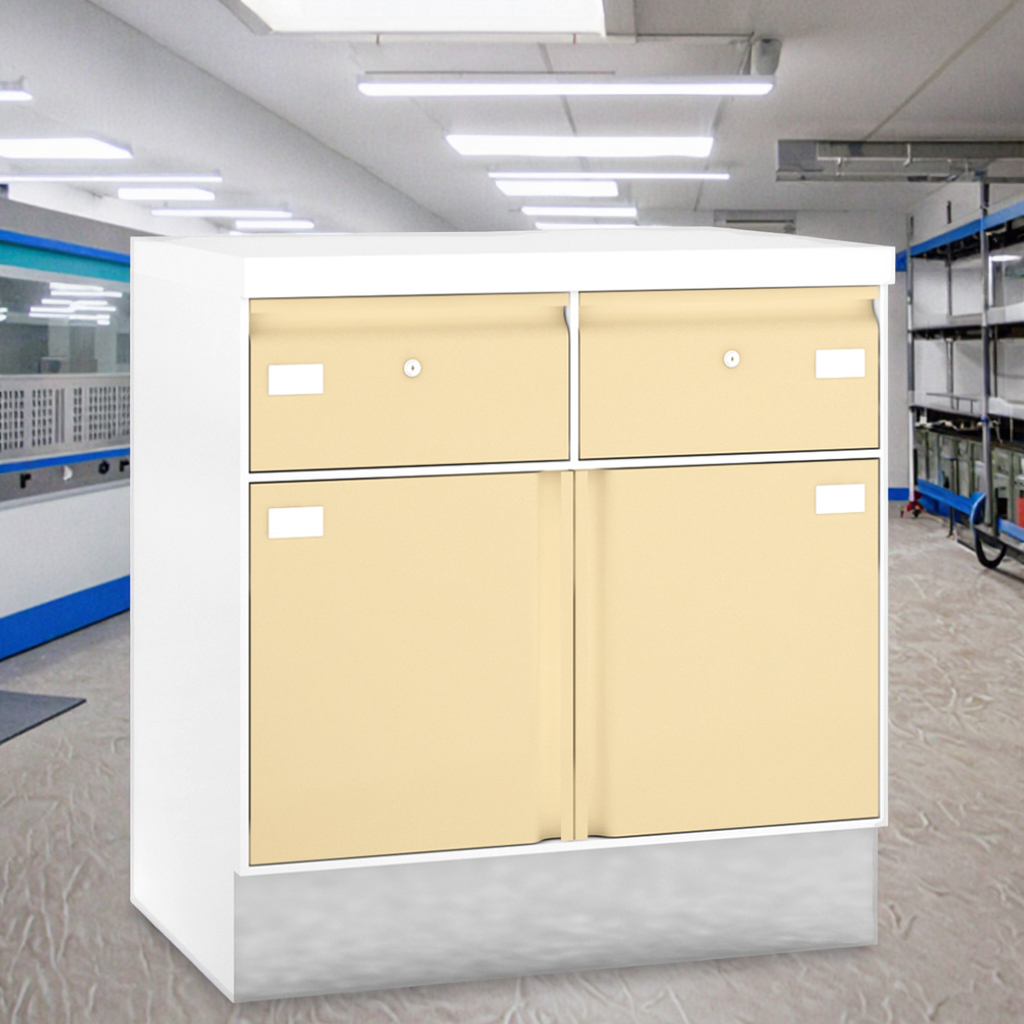 Medical Base Organizer Module Dual Drawers Doors for Hospital Laboratory Supplies Antimicrobial Coating Eco-Friendly Stainless