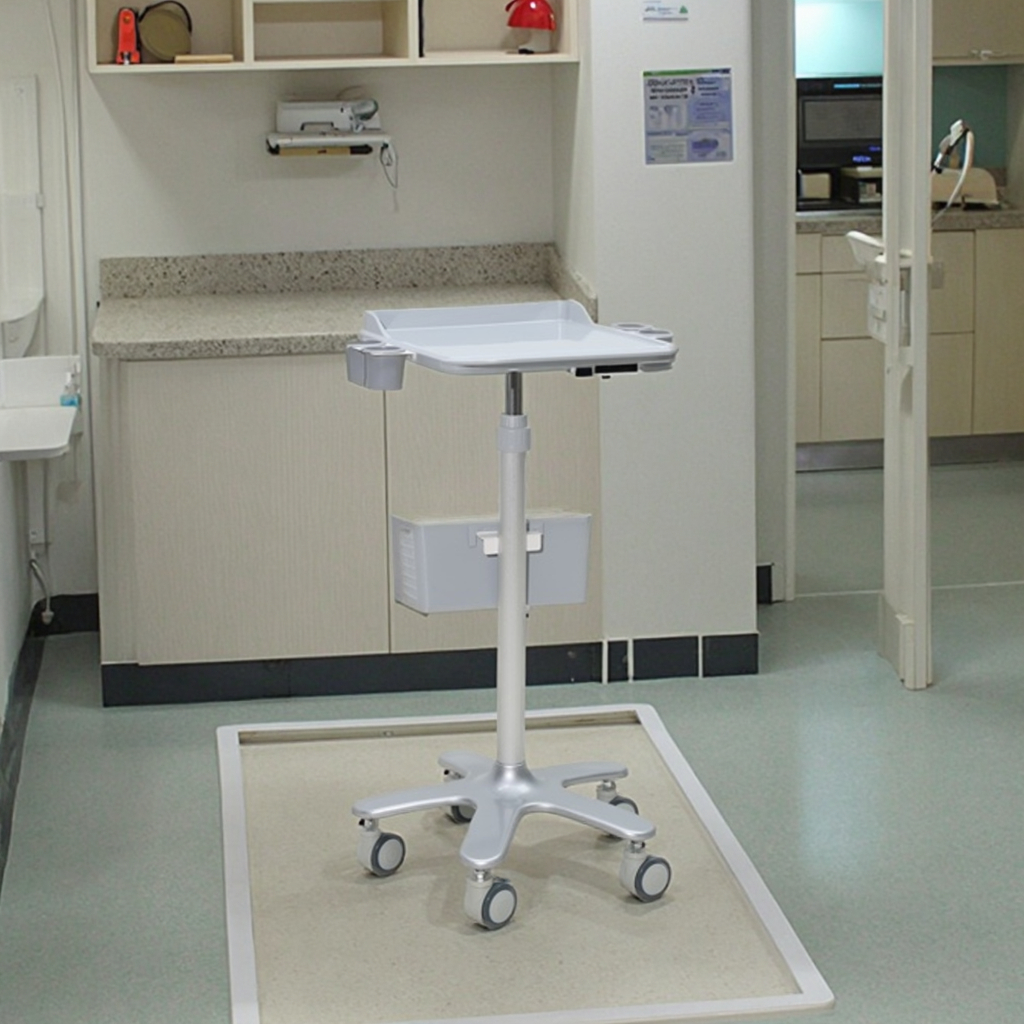 Modern Height-Adjustable Medical Computer Cart Keyboard Tray Storage Drawers ABS Hospital Hotel School Dining Nursing Stations