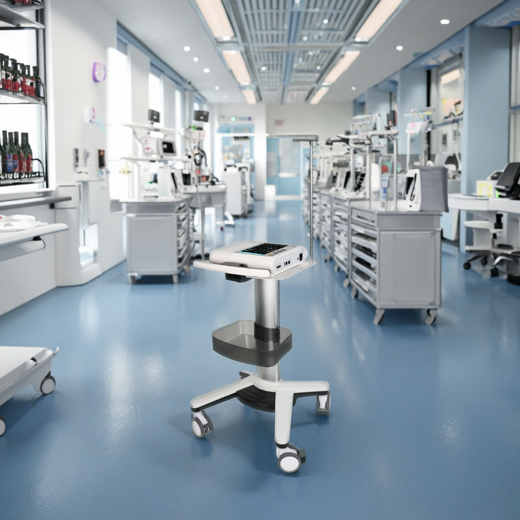 Modern Heavy Duty Cardiac Diagnostic Trolley Aluminum Alloy Frame 4" Locking Wheels Hospital Medical Cart for Hotel Living Room