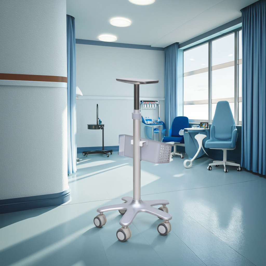 Multi-Purpose Modern Hospital Medical Equipment Cart Adjustable Work Surface Removable ABS Basket Silent Living Room Dining