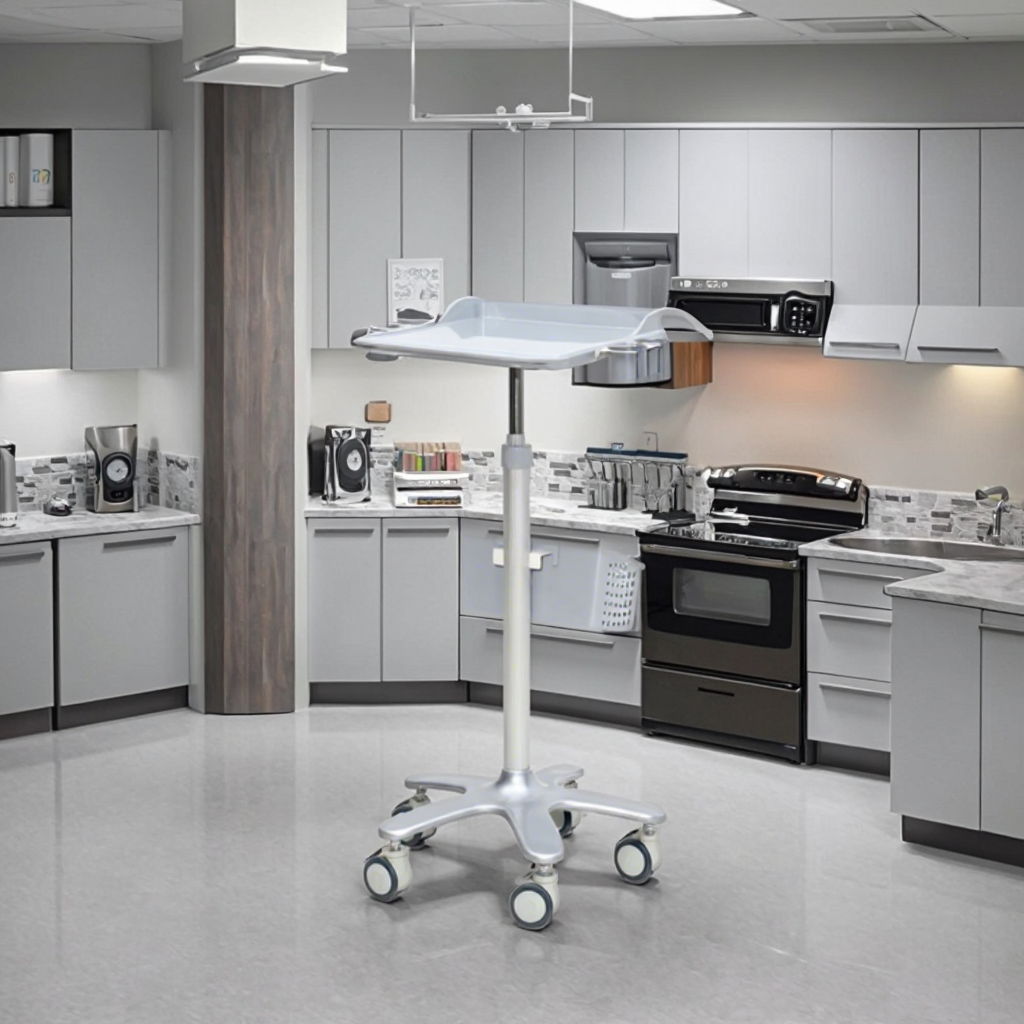 Compact Mobile Medical Trolley ABS Slip-Resistant Work Surface Detachable Storage Basket Narrow Profile for Hospital Hotel Use
