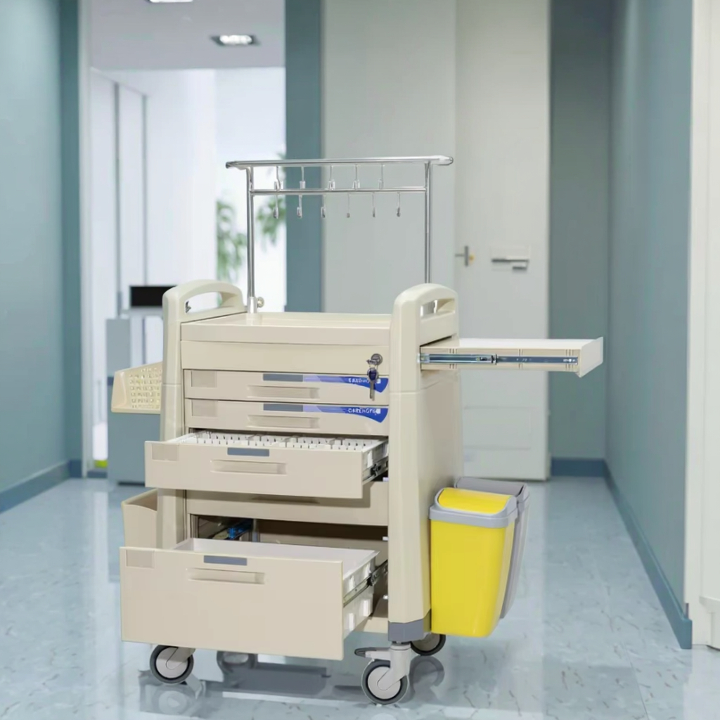 Modern ABS Dual Row IV Hook Medical Cart 5-Layer Medicine Cabinet Wall-Mount Bracket Compatibility Individual Hospital Hotel