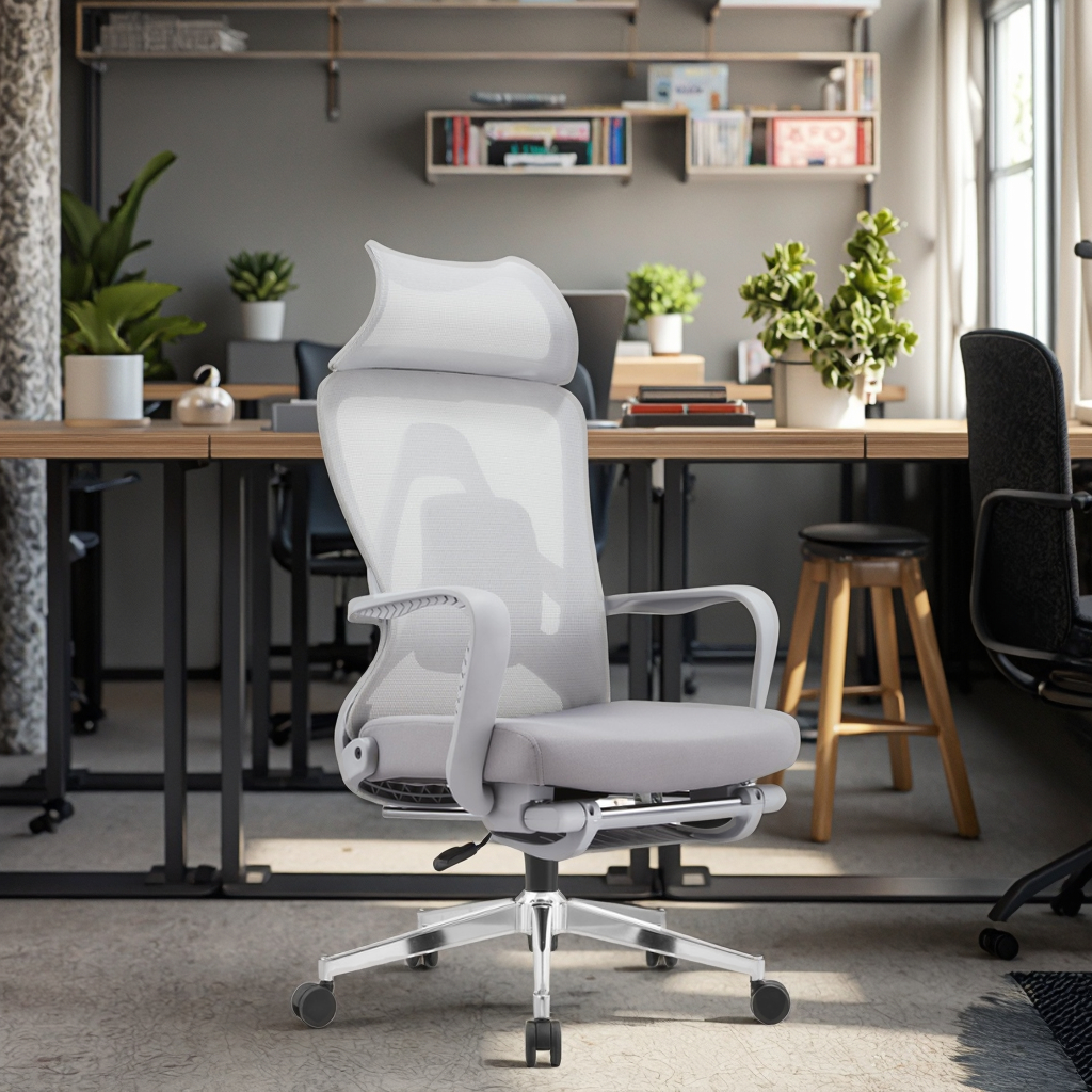 New Arrival WX-06 Gray Ergonomic Lounge Chair Multi-Adjust Lumbar System 340mm Base Professional Office Nap Chair Flexible PP