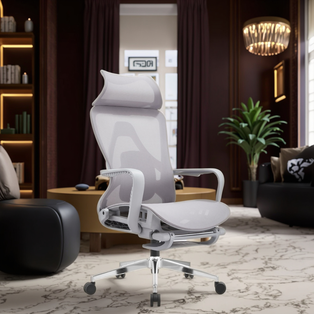 New Arrival WX-06 Mesh Seat Rest Chair Gray Rubber Skin-Friendly Fabric Luxury Lounge Chair Ventilated Mesh Seat Office