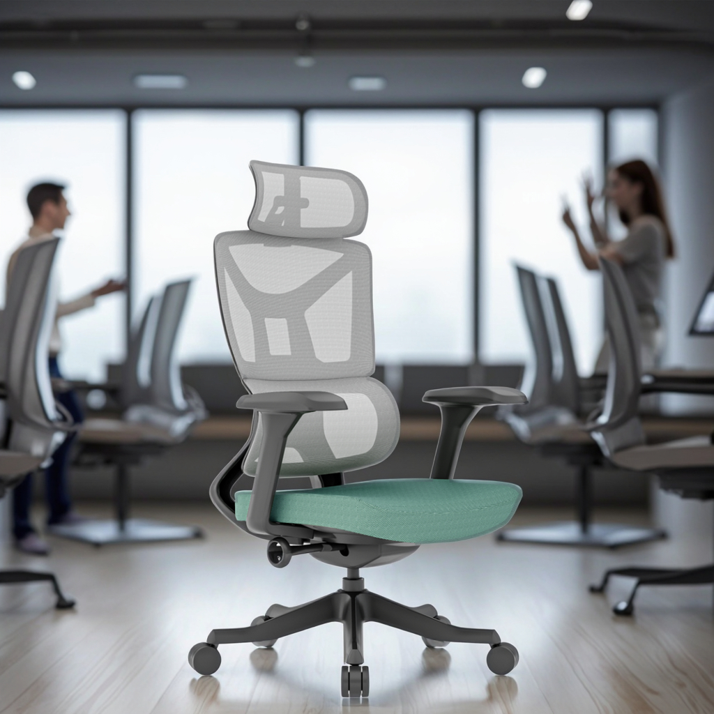PP Frame Dual Back Support Ergonomic Chair Height Adjustable Headrest Wide Fixed Armrest Durable Construction