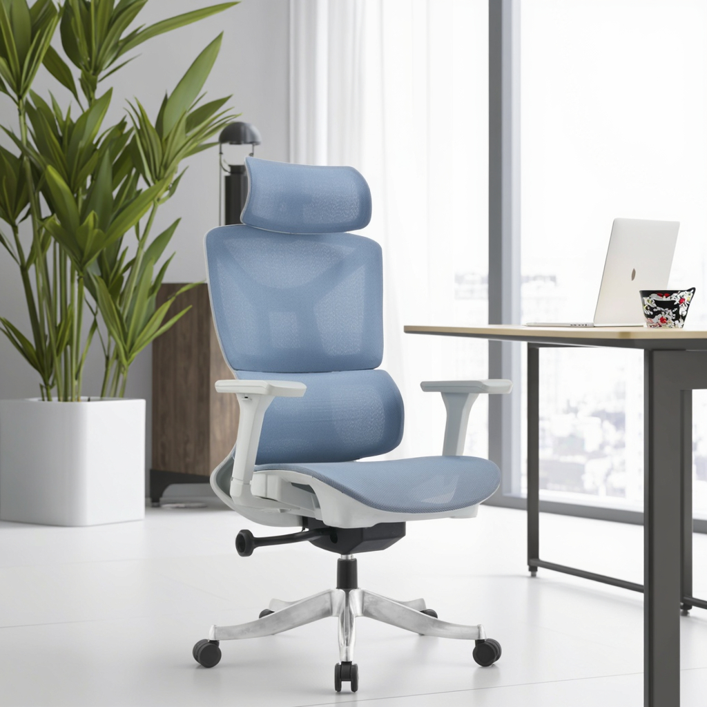 Full Mesh Support Professional Chair Multi-dimensional Headrest PU Armrest Enhanced Breathable Office Seating