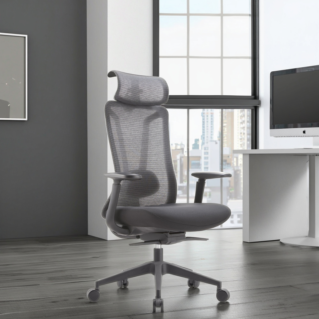 Luxury Breathable Special Mesh Chair Double Layer Weave Contoured Backrest Full Adjustment Soft Headrest Office Executive Chair