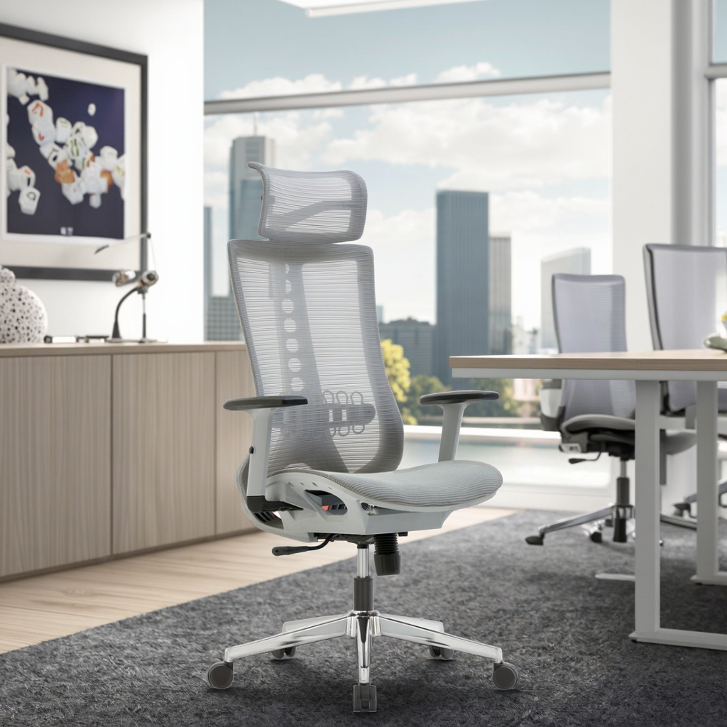 Premium PU Breathable Mesh Lift Chair Memory Foam Seat Lumbar Support Ergonomic Executive for Tower Style