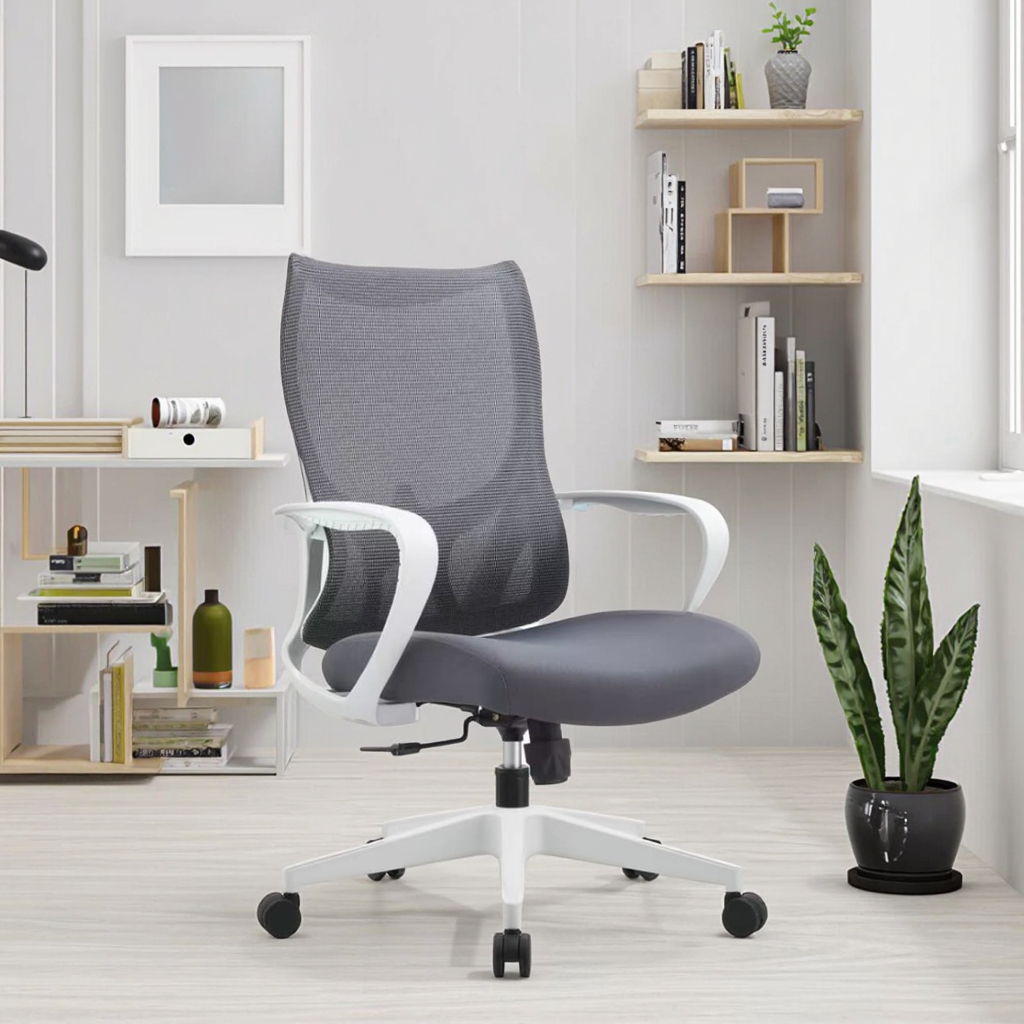 Economy Grey Office Chair Ergonomic Spine Support Molded Sponge Butterfly Chassis Basic Comfort