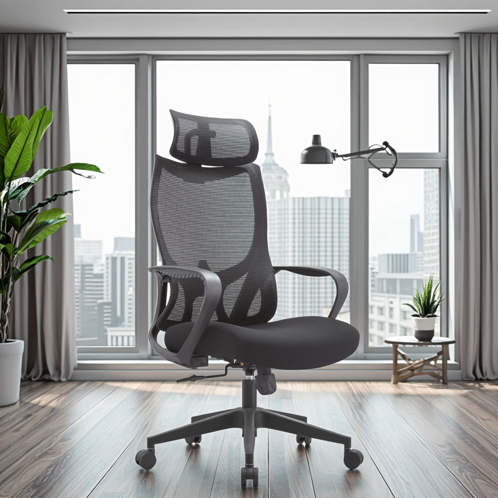 Black Professional Home Chair PP Frame Lumbar Support Butterfly Mechanism Ergonomic Seating
