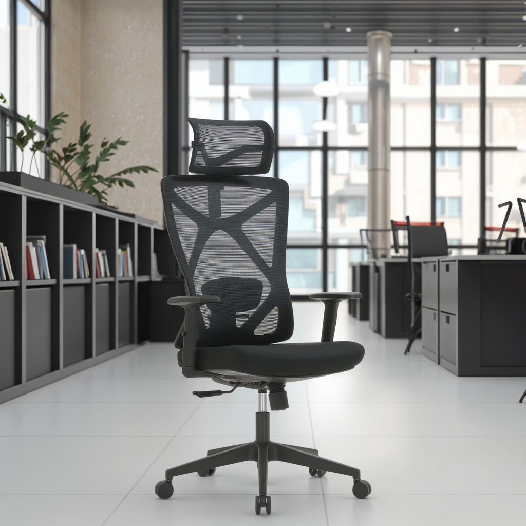 Ergonomic Swivel Chair with Dual-zone Lumbar Support PU Armrests High Back Design for Long Sitting Sessions