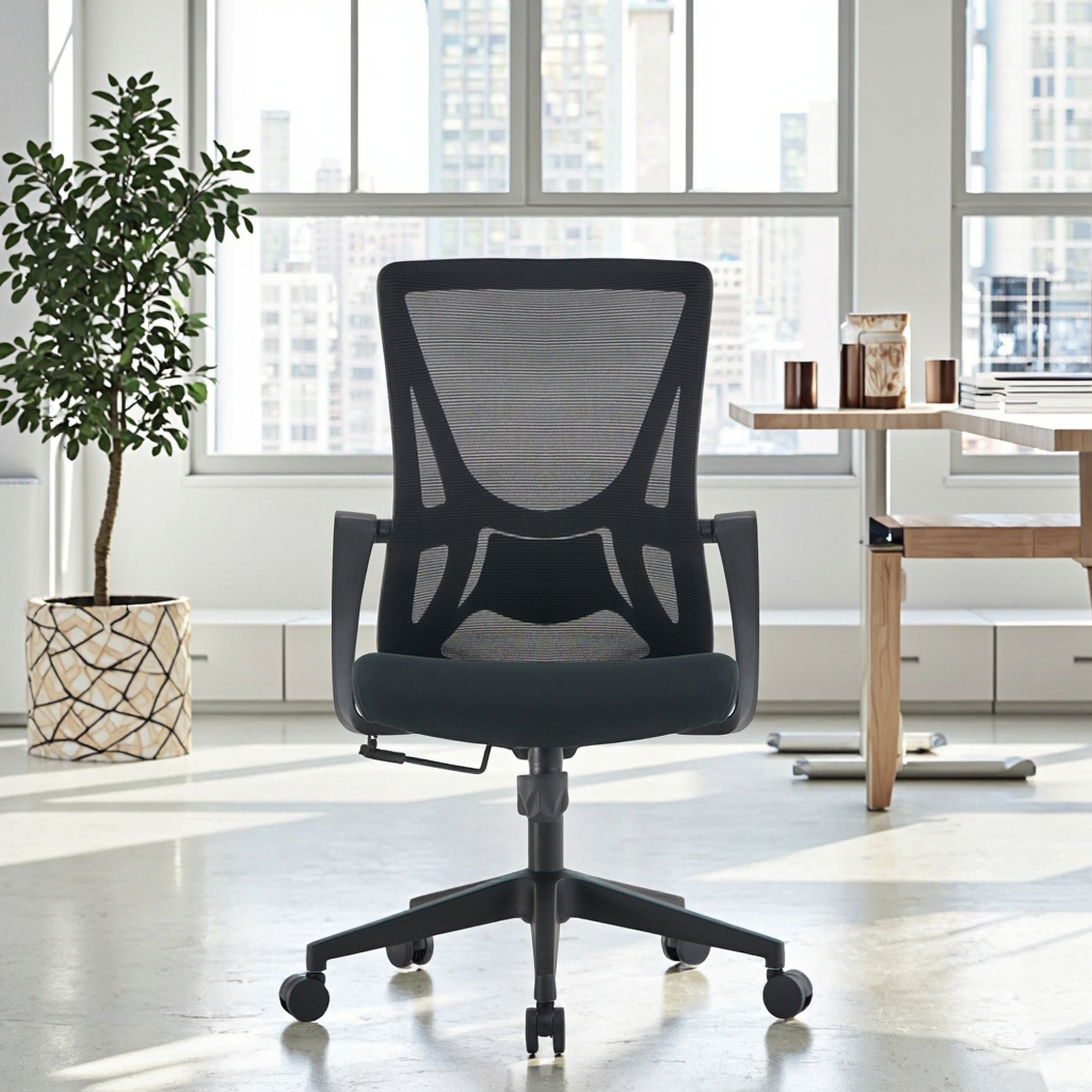 Simplified Wingback Chair Eco Material Reinforced Back Mesh Support Cost-Effective Seating Solution