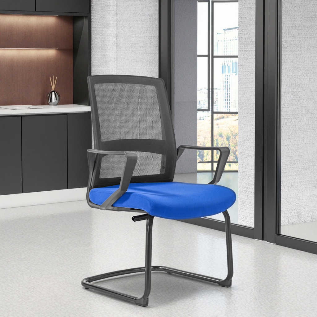 ZHONG BAI Modern Ergonomic Stackable Office Chair with PU Material Contoured Back Support Padded Seat Adjustable Height