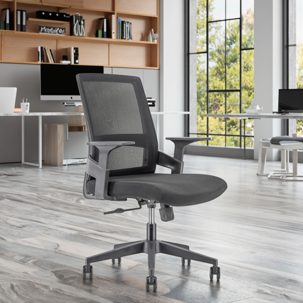 Compact Comfortable Meeting Room Ergonomic Executive Modern Conference Chairs Breathable Mesh Back PU Steel Base Fixed Armrests